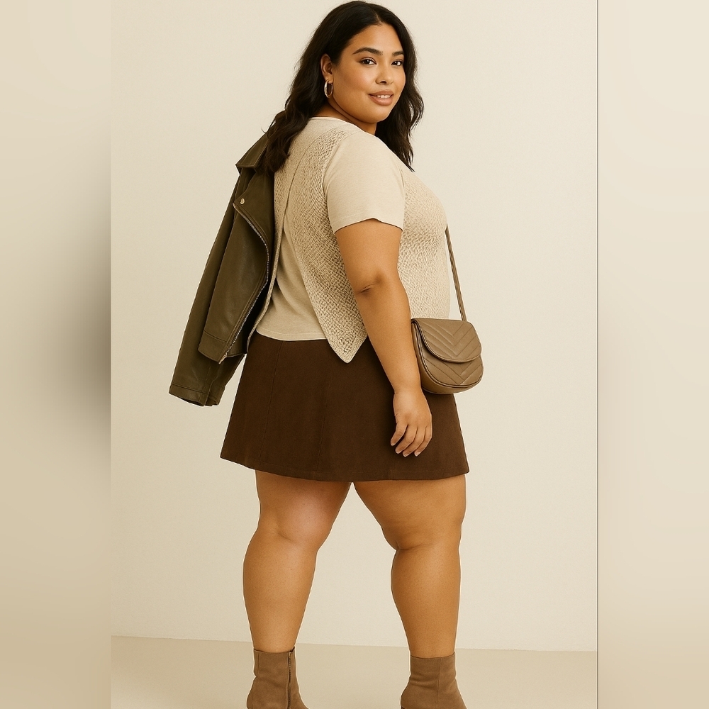 Beige Textured Luxe Crotchet Short Sleeve Top Light Layering Open Back Drape
